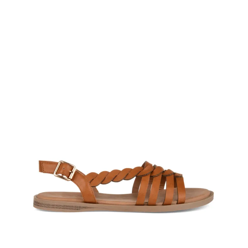SOLAY MULTI STRAP SANDALS IN VEGAN LEATHER - Tan sold by Journee Collection
