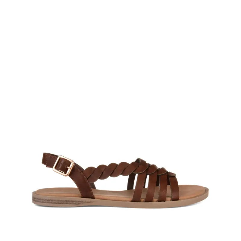 SOLAY MULTI STRAP SANDALS IN VEGAN LEATHER - Brown sold by Journee Collection