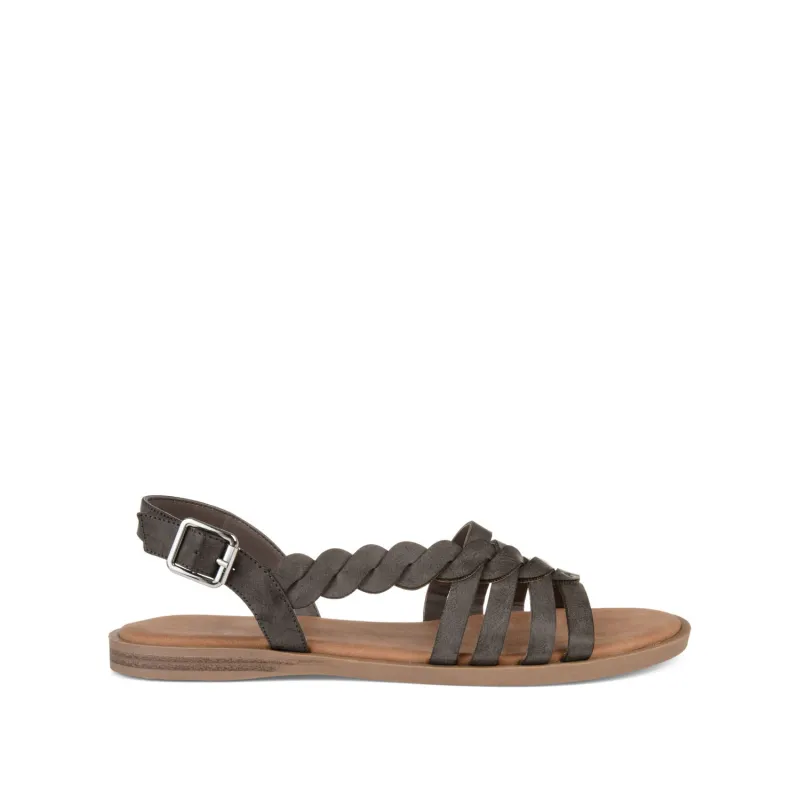 SOLAY MULTI STRAP SANDALS IN VEGAN LEATHER - Grey sold by Journee Collection