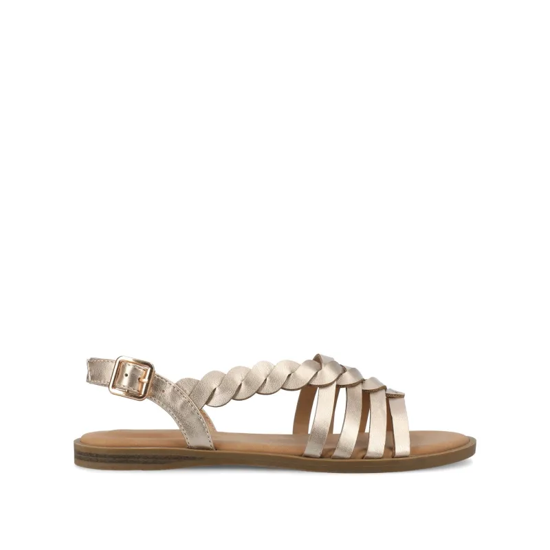 SOLAY MULTI STRAP SANDALS IN VEGAN LEATHER - Champagne sold by Journee Collection