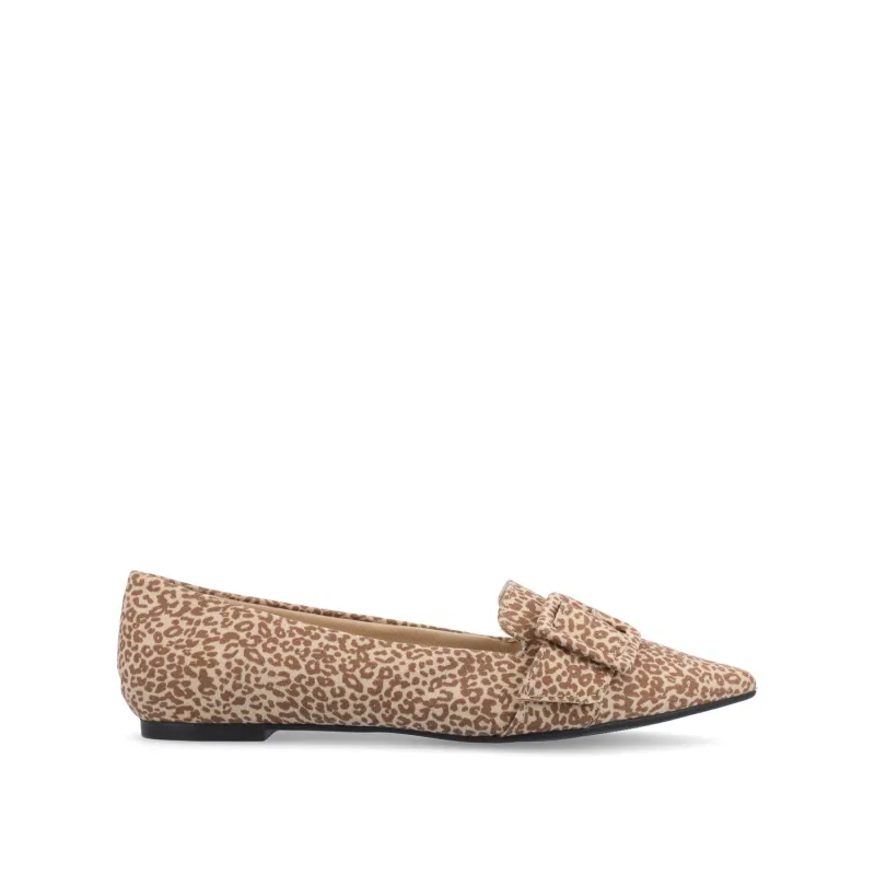 AUDREY LOAFER FLATS IN FAUX SUEDE - Animal Faux sold by Journee Collection