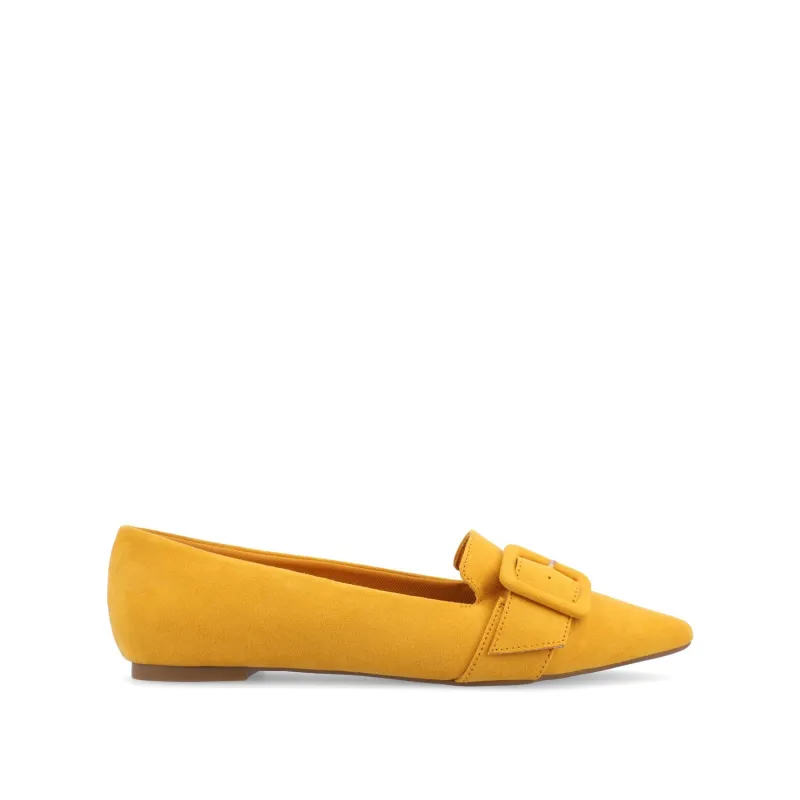 AUDREY LOAFER FLATS IN FAUX SUEDE - Mustard sold by Journee Collection