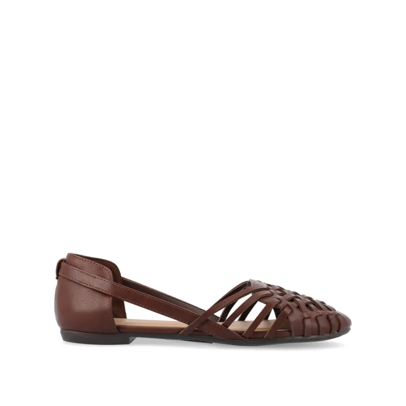 EKKO WOVEN FLATS IN VEGAN LEATHER - Brown PU sold by Journee Collection