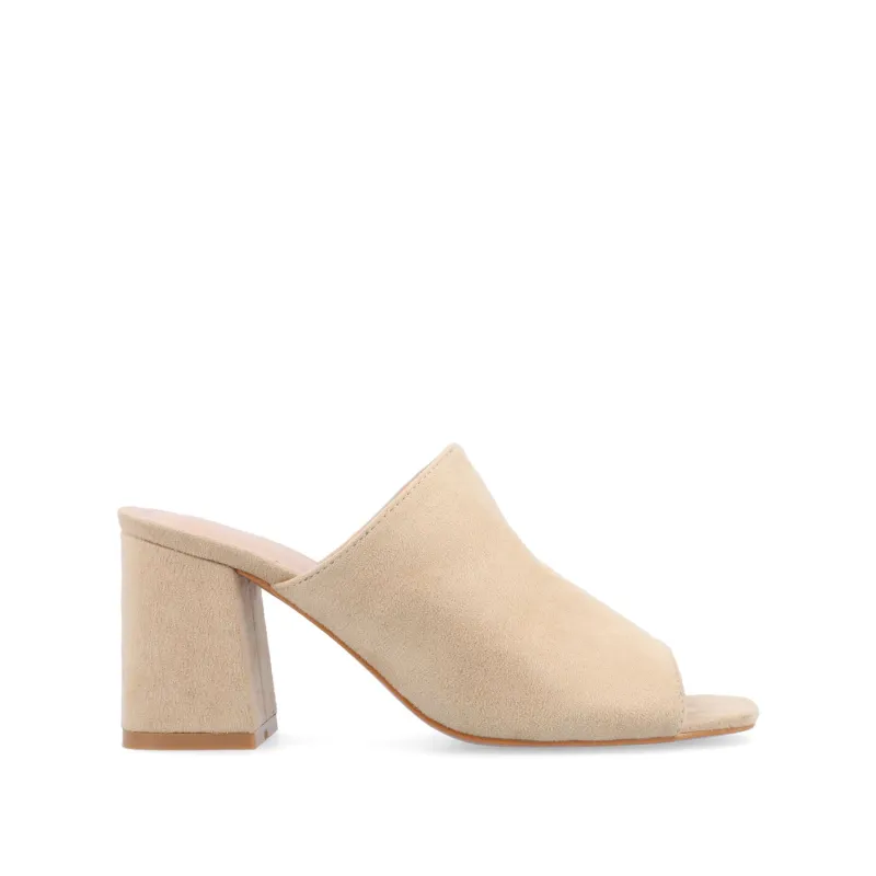 ADELAIDE MULE BLOCK HEELS IN FAUX SUEDE - Nude sold by Journee Collection