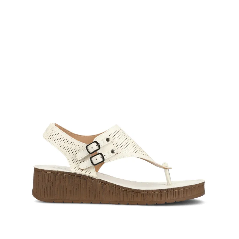 MCKELL WEDGE HEEL SANDALS IN VEGAN LEATHER - White sold by Journee Collection