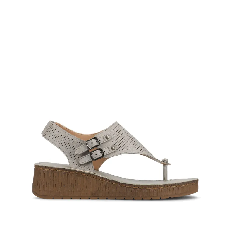 MCKELL WEDGE HEEL SANDALS IN VEGAN LEATHER - Grey sold by Journee Collection