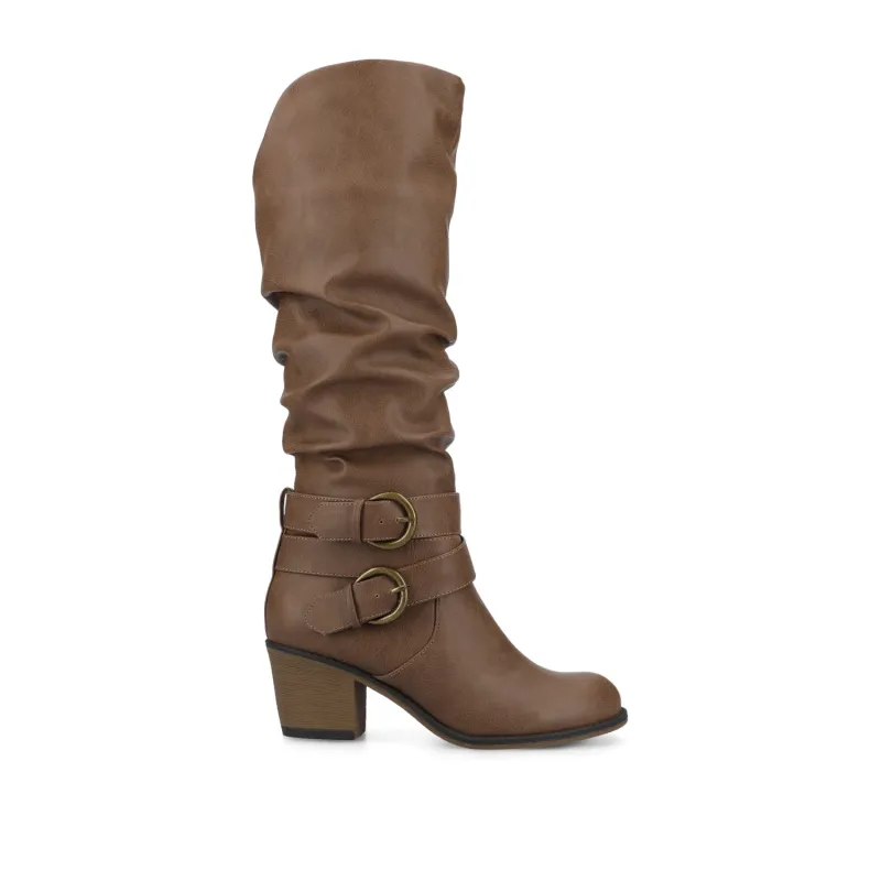 LATE KNEE-HIGH WESTERN BOOTS IN VEGAN LEATHER - Taupe PU sold by Journee Collection
