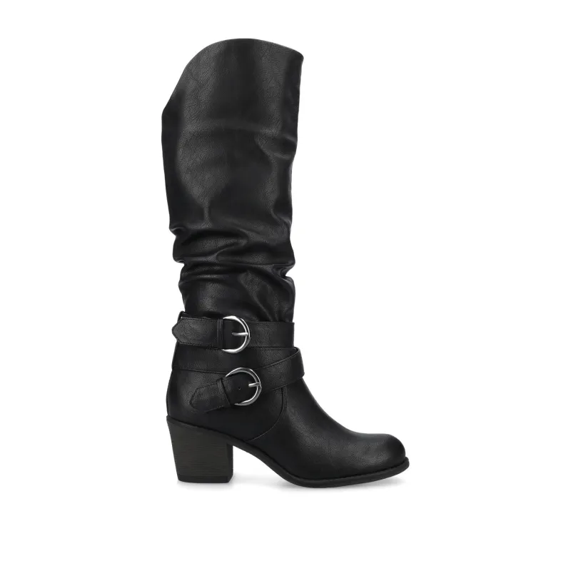 LATE KNEE-HIGH BOOTS IN WIDE CALF - Black PU sold by Journee Collection