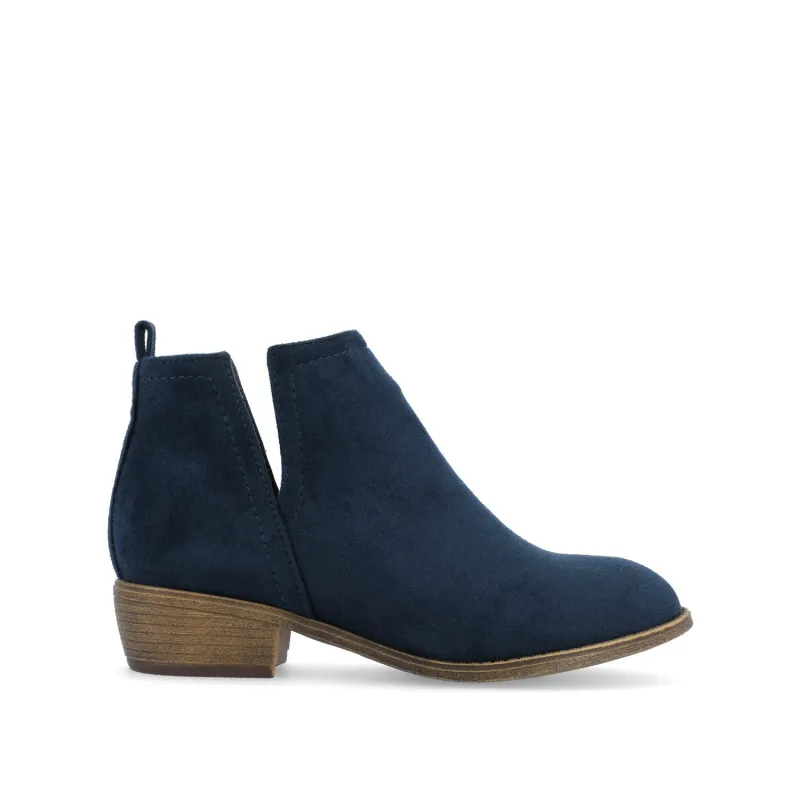 RIMI BLOCK HEELED BOOTIES IN FAUX SUEDE - Blue sold by Journee Collection