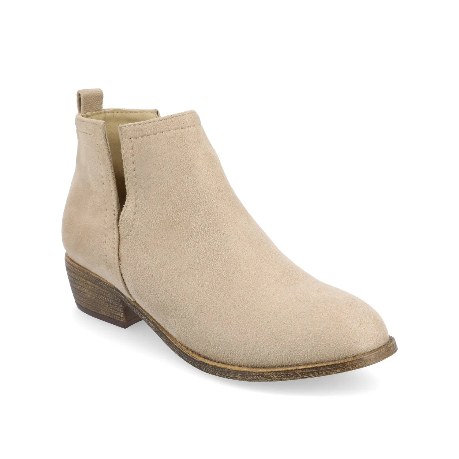 RIMI BLOCK HEELED BOOTIES IN FAUX SUEDE - Stone sold by Journee Collection product image thumbnail 2