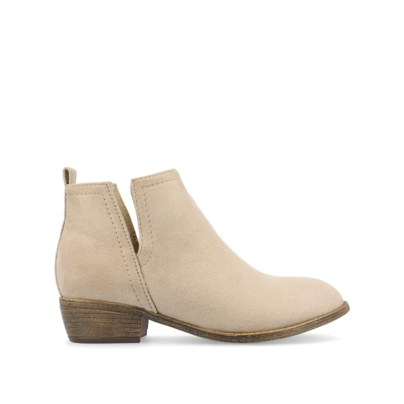 RIMI BLOCK HEELED BOOTIES IN FAUX SUEDE - Stone sold by Journee Collection