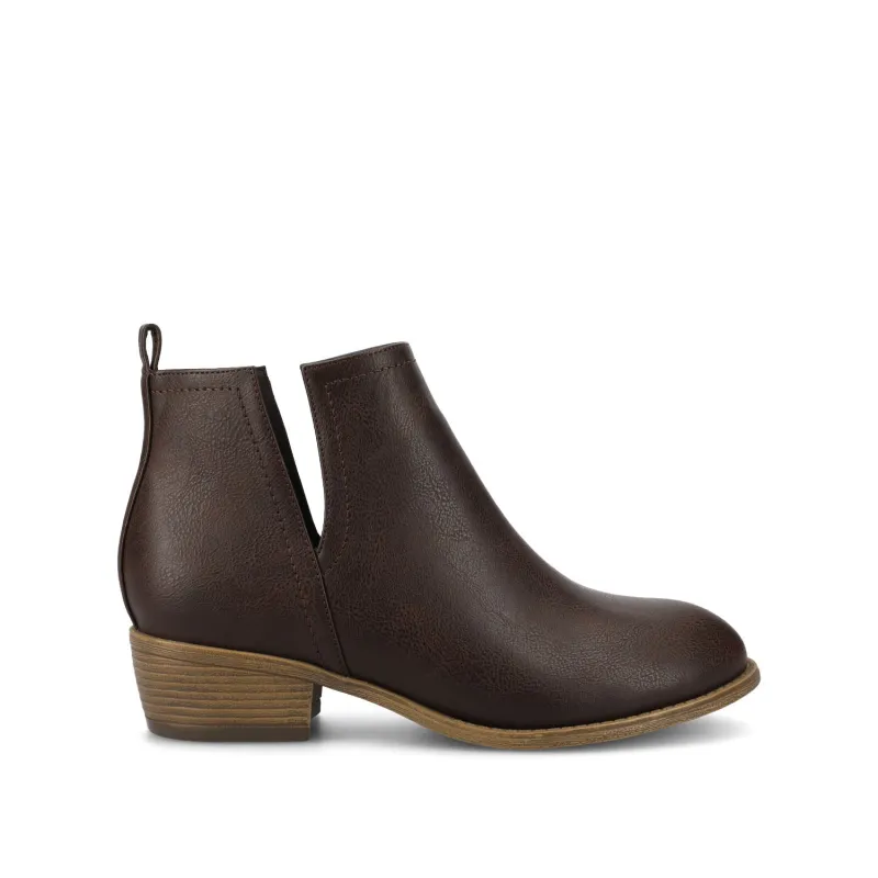 RIMI BLOCK HEELED BOOTIES IN FAUX SUEDE - Brown PU sold by Journee Collection