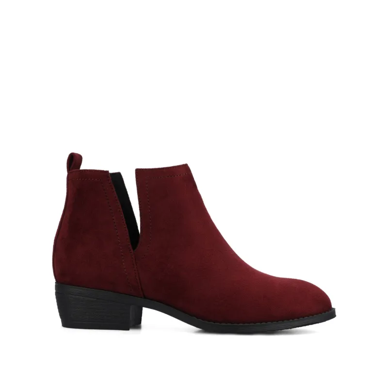 RIMI BLOCK HEELED BOOTIES IN FAUX SUEDE - Oxblood sold by Journee Collection