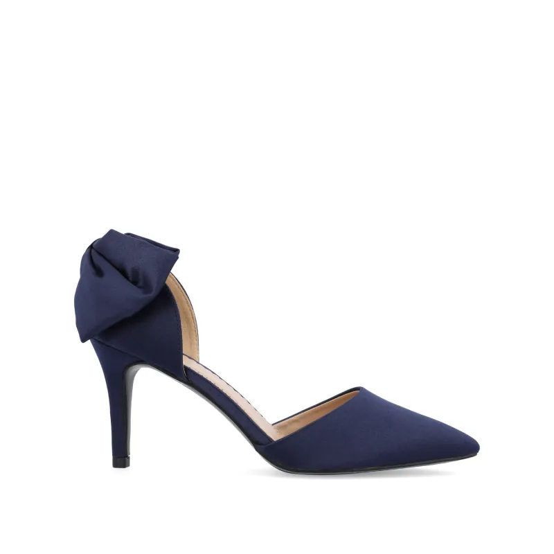 TANZI STILETTO HEELS IN SATIN - Navy Nubuck sold by Journee Collection
