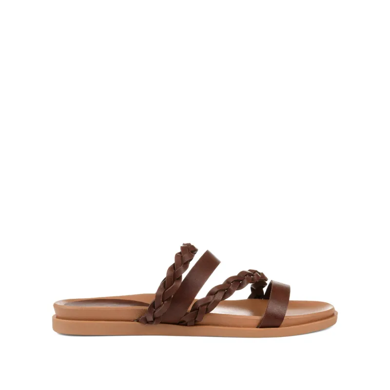COLETTE SLIDE SANDALS IN VEGAN LEATHER - Brown sold by Journee Collection