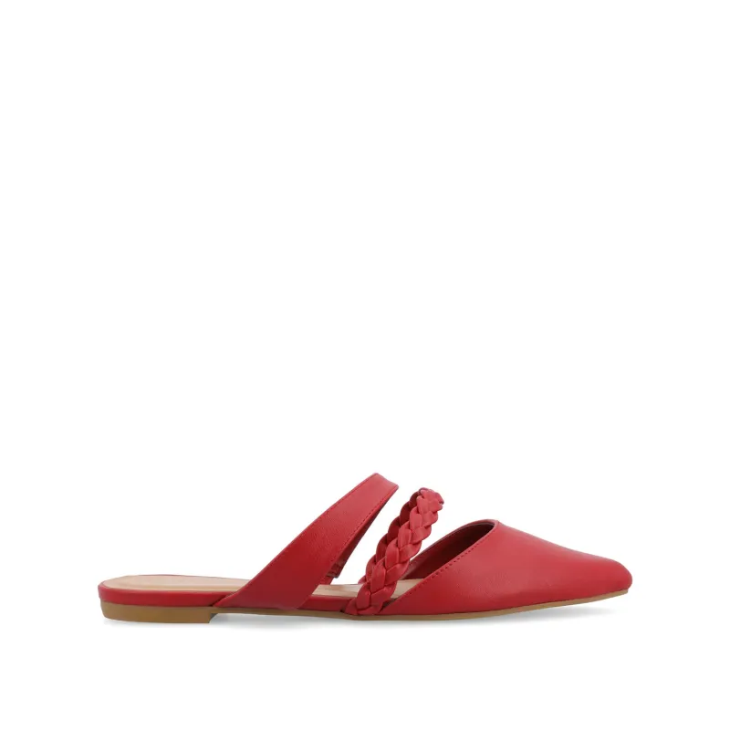 OLIVEA MULE FLATS IN VEGAN LEATHER - Red sold by Journee Collection