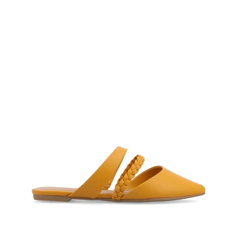 OLIVEA MULE FLATS IN VEGAN LEATHER - Mustard1 PU sold by Journee Collection