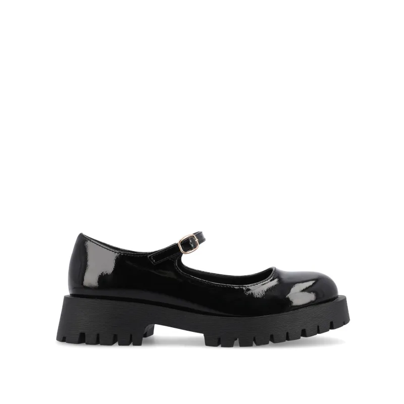 KAMIE LUG SOLE MARY JANE FLATS IN WIDE - Black Patent sold by Journee Collection
