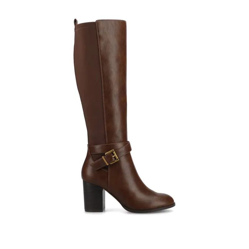 AVALONN KNEE HIGH DRESS BOOTS IN EXTRA WIDE CALF - Chocolate sold by Journee Collection