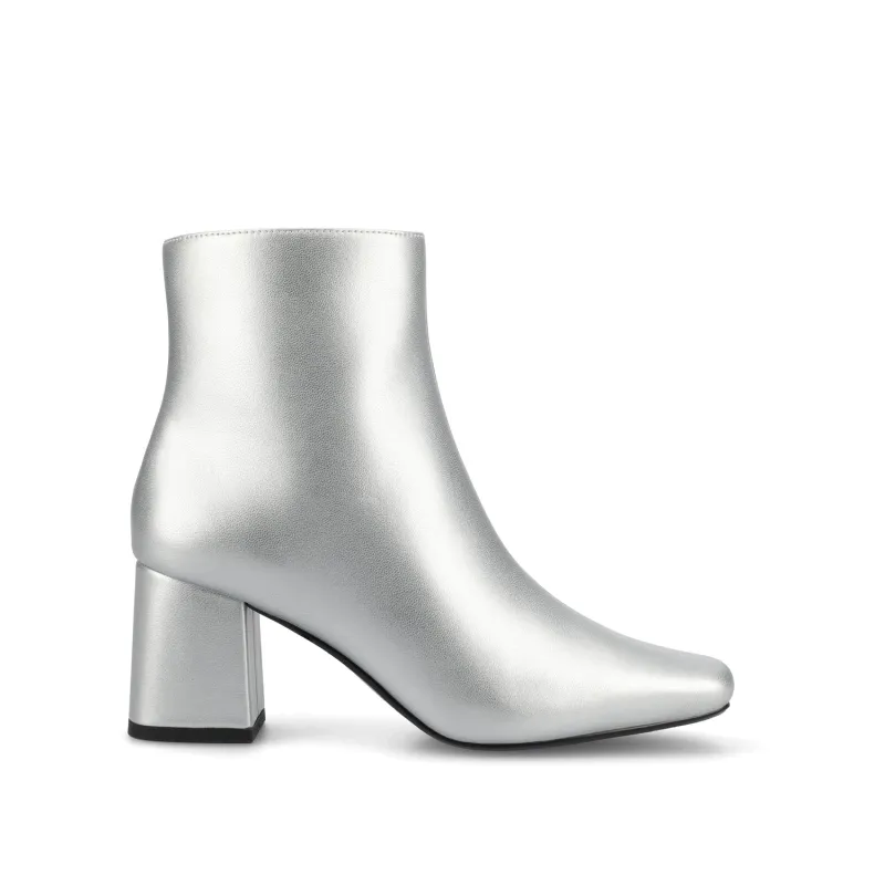 HAYLINN VEGAN LEATHER BOOTIES IN WIDE - Silver PU sold by Journee Collection