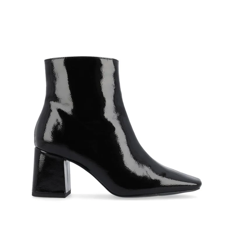 HAYLINN SQUARE TOE BOOTIES IN WIDE WIDTH - Black Patent sold by Journee Collection