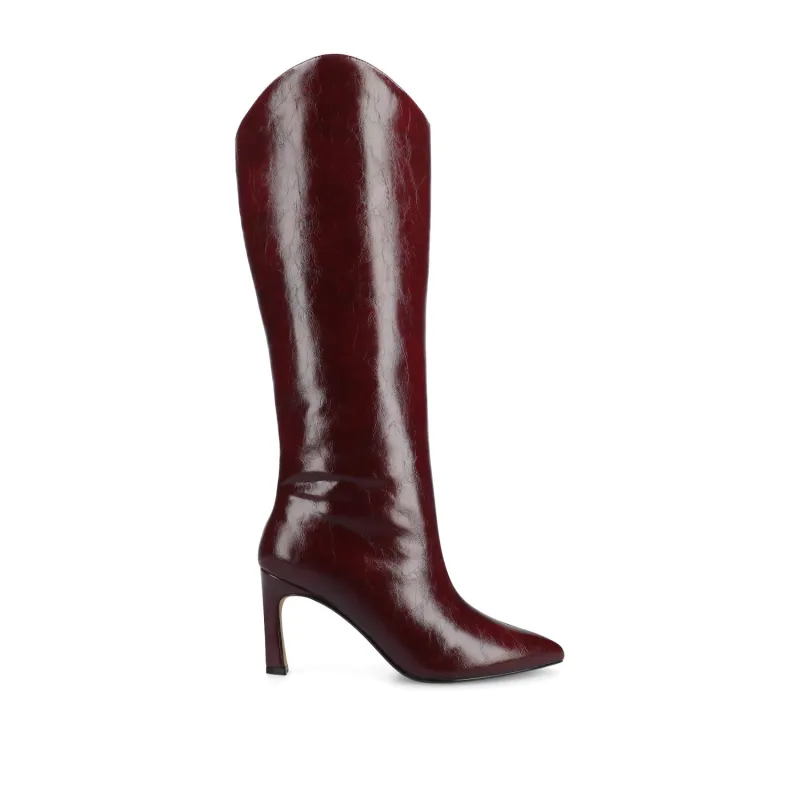 REHELA VEGAN LEATHER KNEE HIGH BOOTS IN WIDE - Oxblood Patent sold by Journee Collection