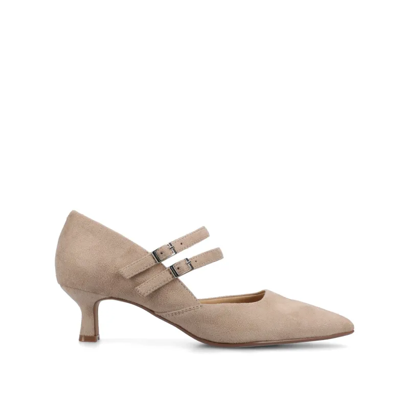 CARNATION MARY JANE PUMPS IN WIDE - Nude Suede sold by Journee Collection
