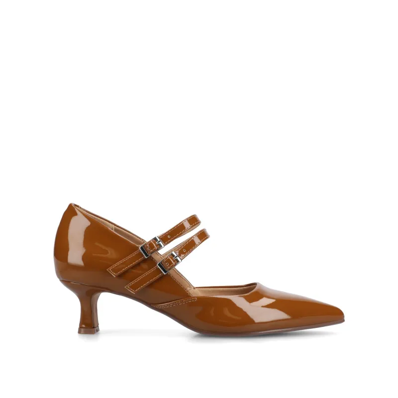CARNATION MARY JANE PUMPS IN WIDE - Cognac sold by Journee Collection