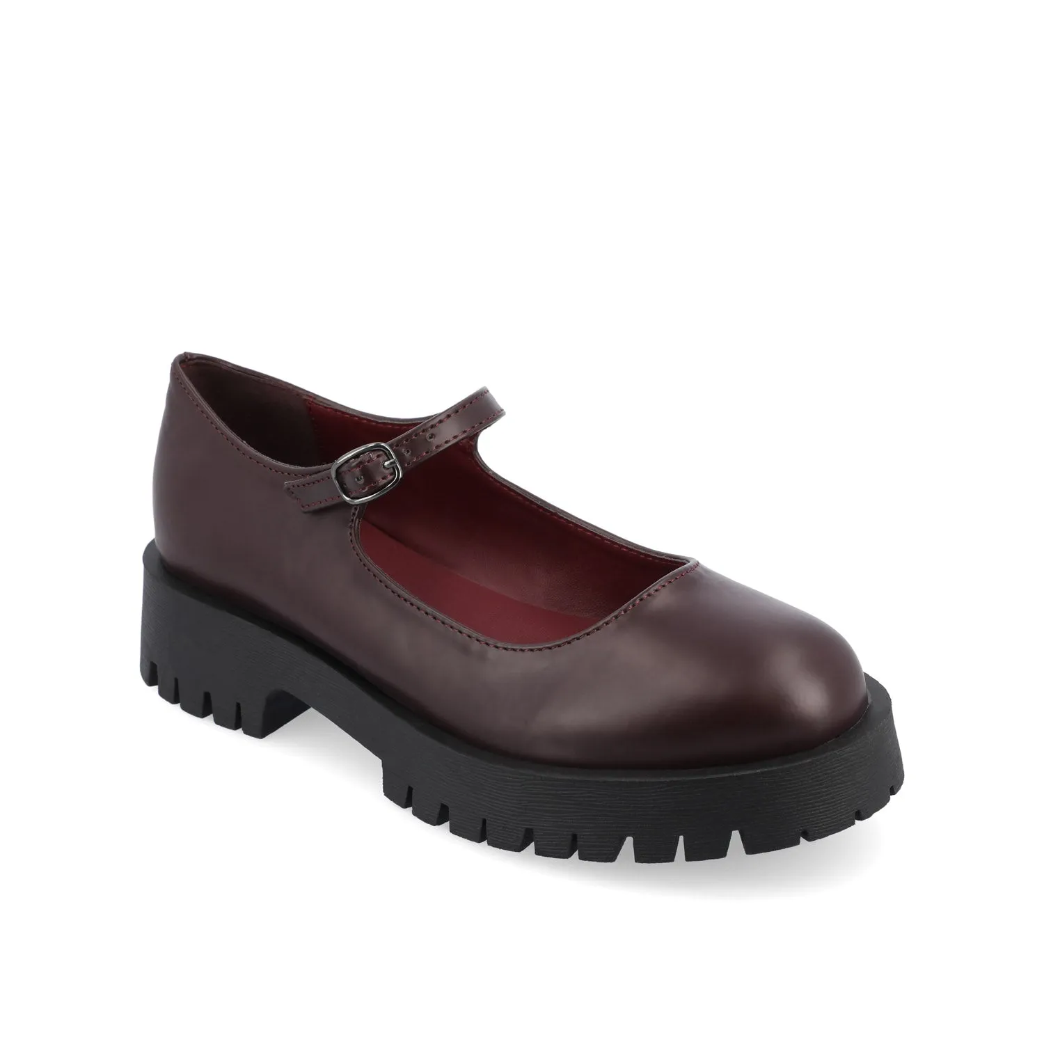 KAMIE LUG SOLE MARY JANE FLATS IN WIDE - Wine PU sold by Journee Collection product image thumbnail 2