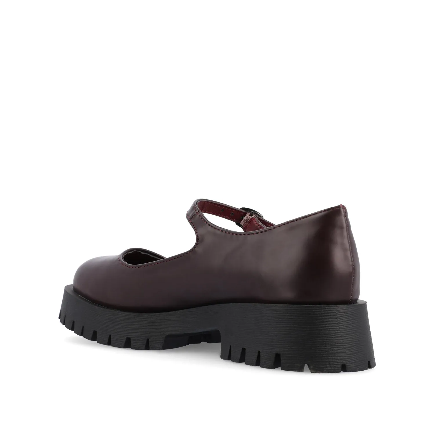 KAMIE LUG SOLE MARY JANE FLATS IN WIDE - Wine PU sold by Journee Collection product image thumbnail 4