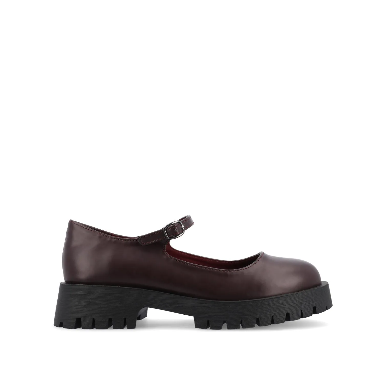 KAMIE LUG SOLE MARY JANE FLATS IN WIDE - Wine PU sold by Journee Collection