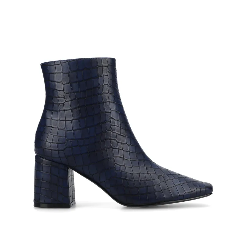 HAYLINN SQUARE TOE BOOTIES IN WIDE WIDTH - Blue Croco sold by Journee Collection
