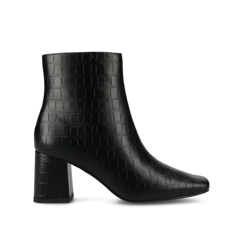 HAYLINN VEGAN LEATHER BOOTIES IN WIDE - Black Croc sold by Journee Collection
