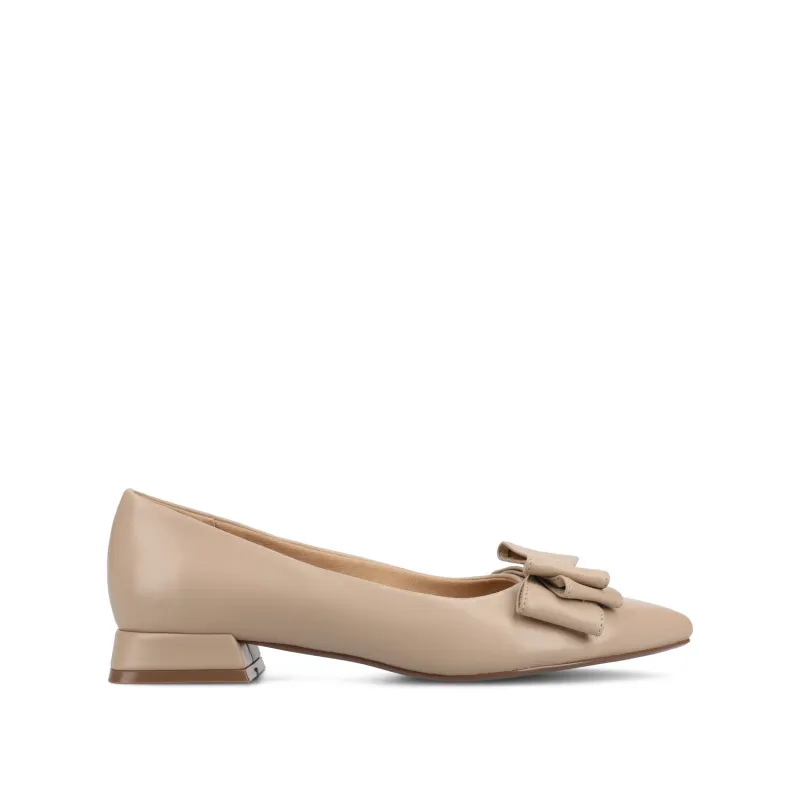 OPHELIA LOW BLOCK BALLET FLATS VEGAN LEATHER IN WIDE - Taupe sold by Journee Collection