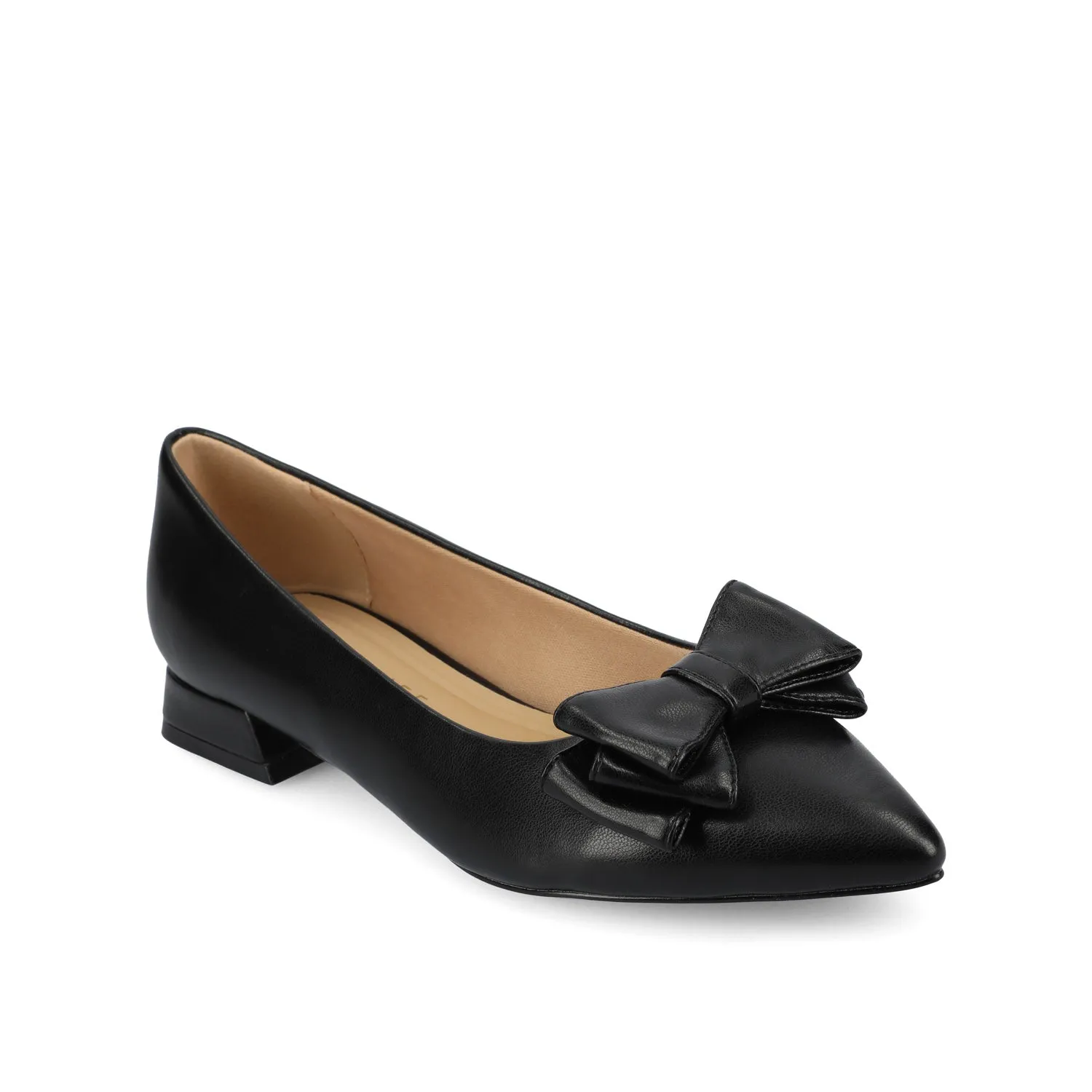 OPHELIA LOW BLOCK BALLET FLATS VEGAN LEATHER IN WIDE - Black PU sold by Journee Collection product image thumbnail 2