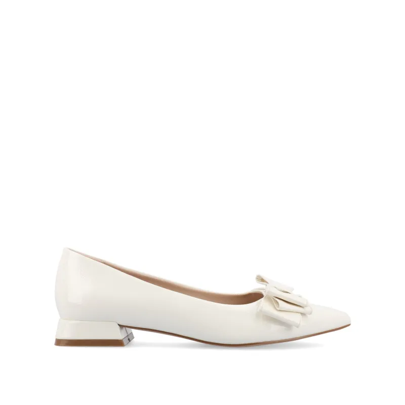 OPHELIA LOW BLOCK BALLET FLATS VEGAN LEATHER IN WIDE - Patent/White sold by Journee Collection
