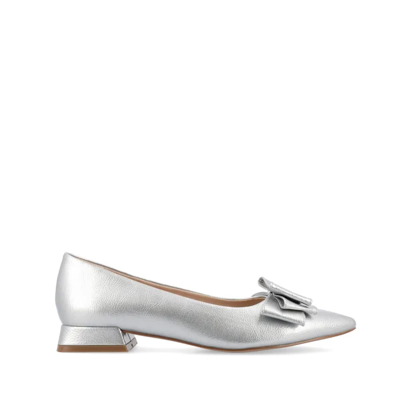 OPHELIA LOW BLOCK BALLET FLATS VEGAN LEATHER IN WIDE - Silver sold by Journee Collection