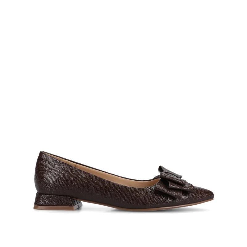 OPHELIA LOW BLOCK CROCO BALLET FLATS IN WIDE - Brown Croco sold by Journee Collection