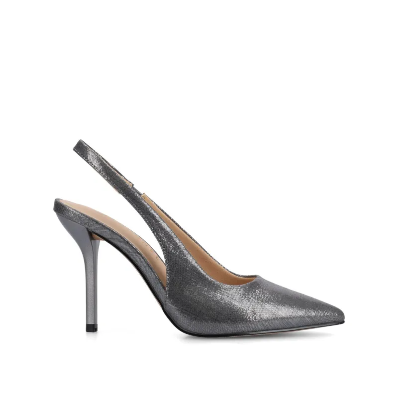 ELENNEY SLINGBACK STILETTO HEELS IN STATEMENT IN WIDE - Pewter sold by Journee Collection