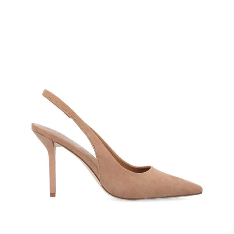 ELENNEY STILETTO HEELS IN WIDE - Tan Faux Suede sold by Journee Collection