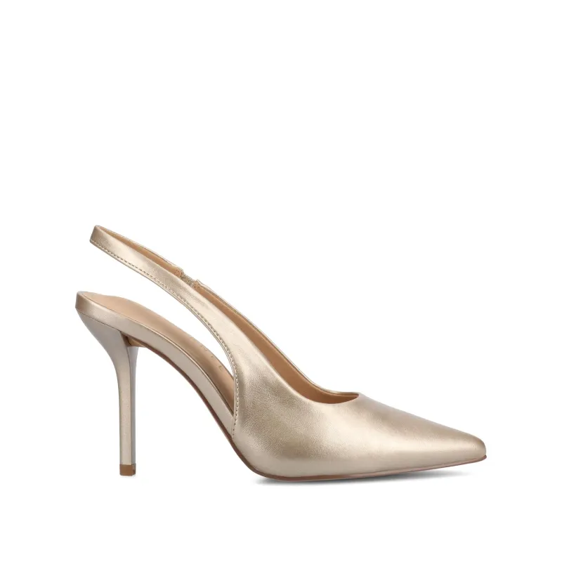 ELENNEY SLINGBACK STILETTO HEELS - Gold PU sold by Journee Collection