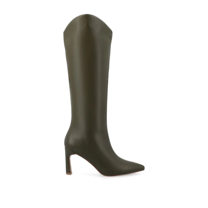 REHELA KNEE HIGH BOOTS IN VEGAN LEATHER - Olive sold by Journee Collection