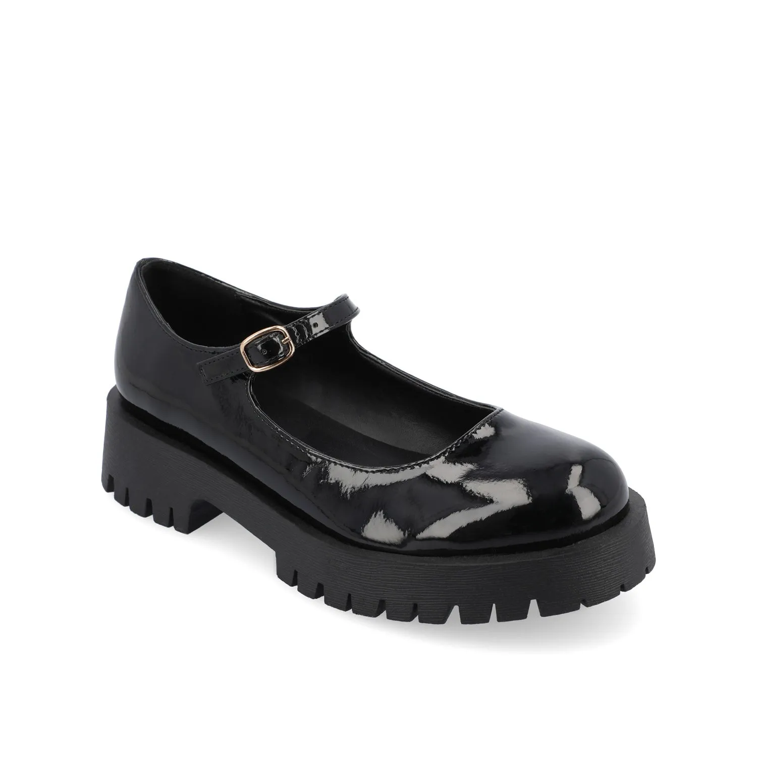 KAMIE LUG SOLE MARY JANE FLATS - Black Patent sold by Journee Collection product image thumbnail 3