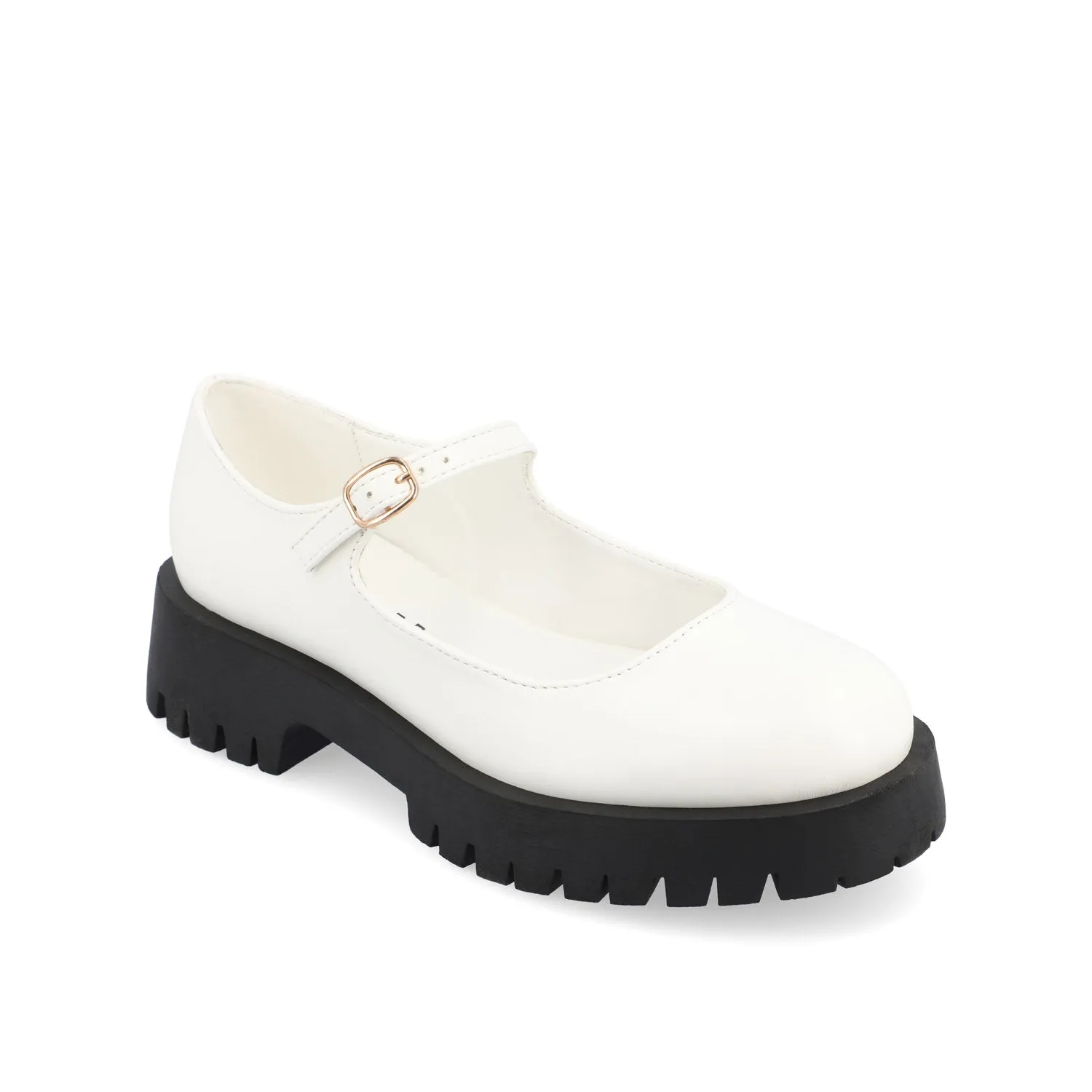 KAMIE LUG SOLE MARY JANE FLATS - White Patent sold by Journee Collection product image thumbnail 2