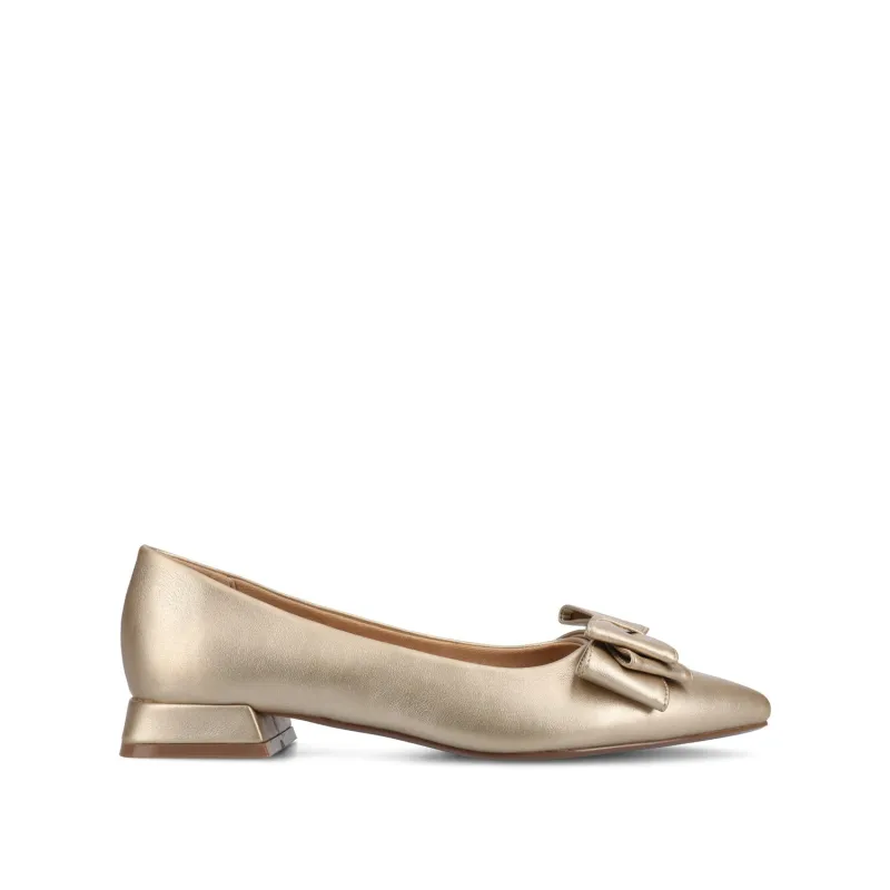 OPHELIA LOW BLOCK BALLET FLATS VEGAN LEATHER - Champagne sold by Journee Collection