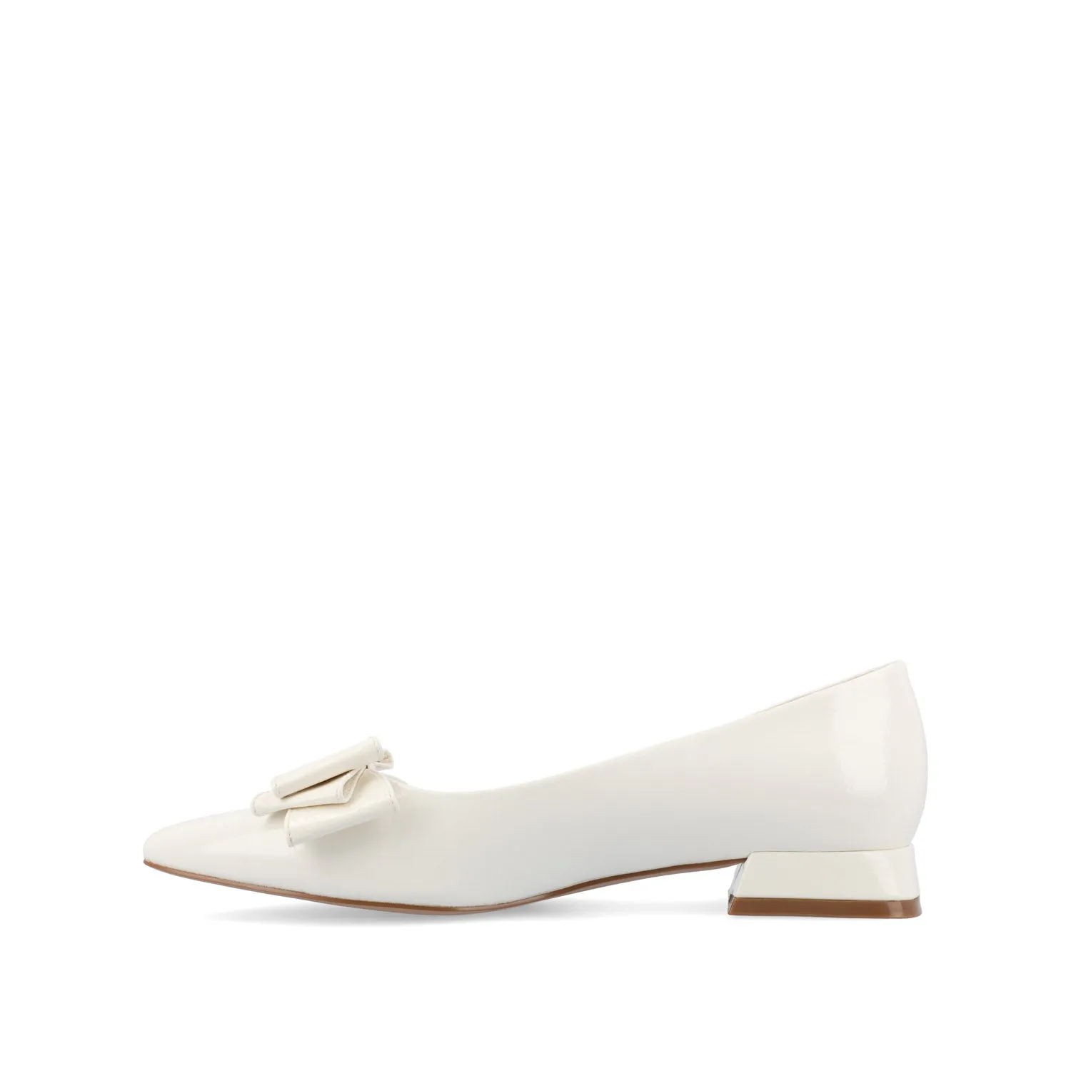 OPHELIA LOW BLOCK BALLET FLATS VEGAN LEATHER - Patent/White sold by Journee Collection product image thumbnail 3