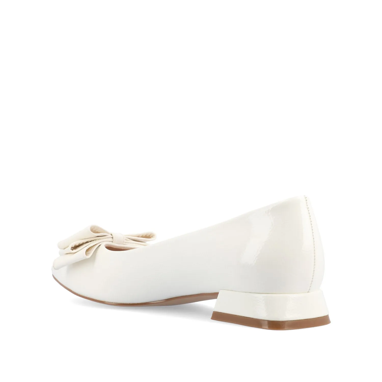 OPHELIA LOW BLOCK BALLET FLATS VEGAN LEATHER - Patent/White sold by Journee Collection product image thumbnail 4
