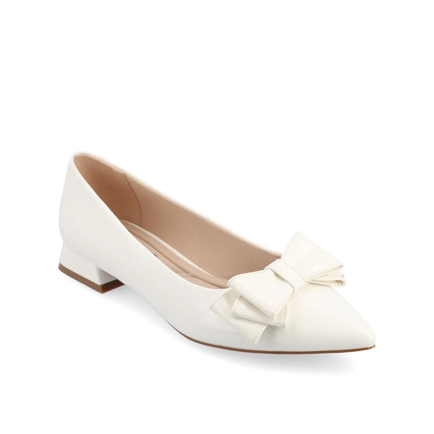 OPHELIA LOW BLOCK BALLET FLATS VEGAN LEATHER - Patent/White sold by Journee Collection product image thumbnail 2