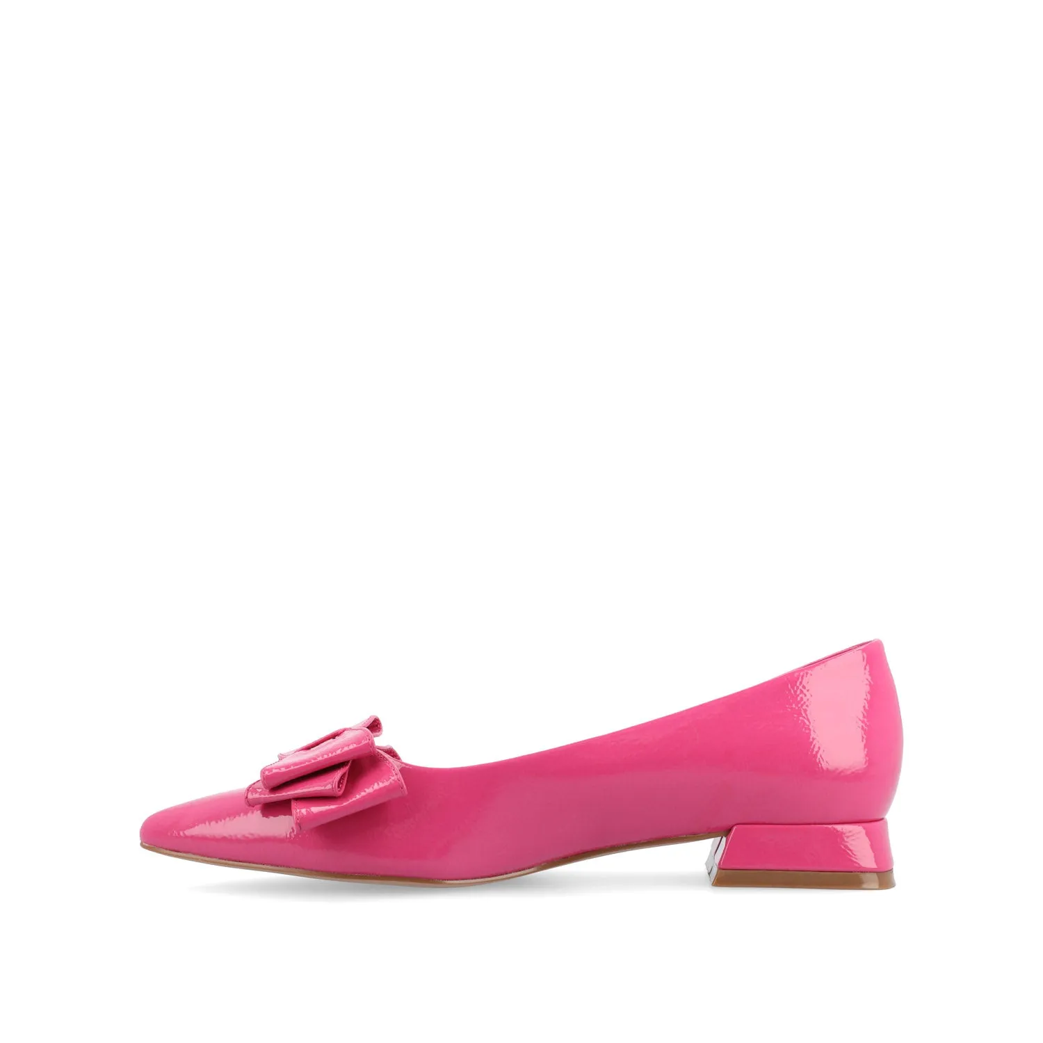 OPHELIA LOW BLOCK BALLET FLATS VEGAN LEATHER - Patent/Pink sold by Journee Collection product image thumbnail 5