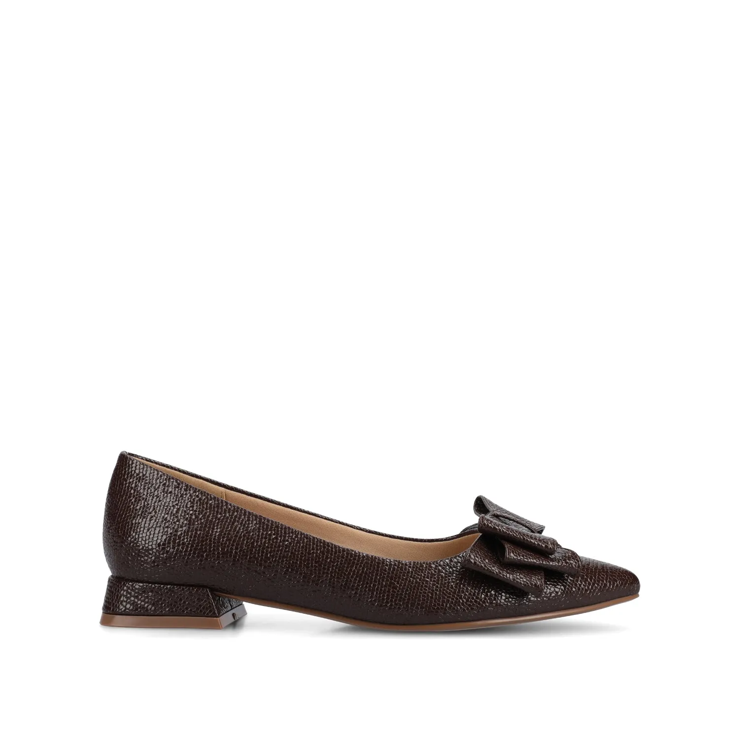 OPHELIA LOW BLOCK CROCO BALLET FLATS - Brown Croco sold by Journee Collection